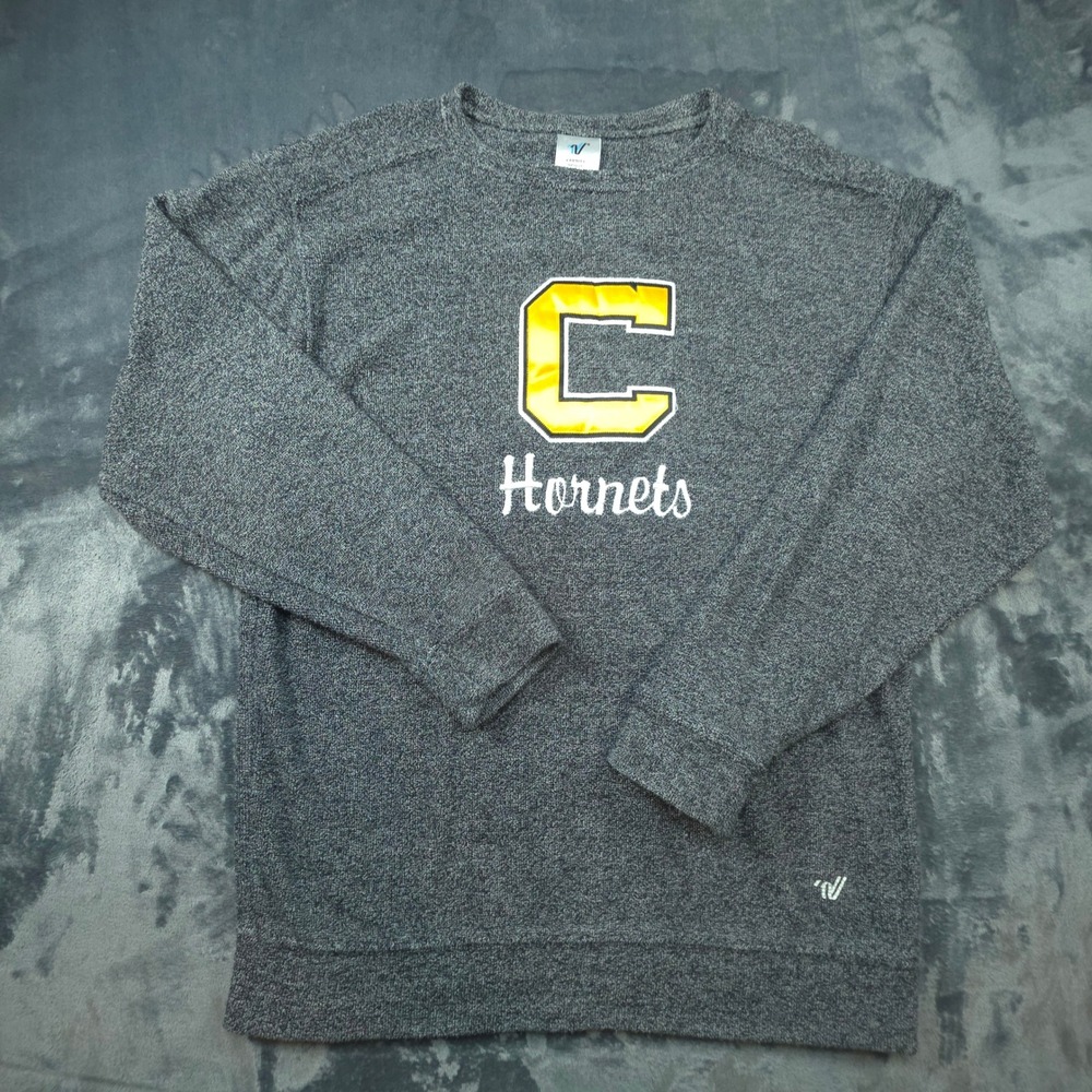 Varsity Spirit Hornets Crewneck Sweatshirt Gray Yellow C Embroidery Small